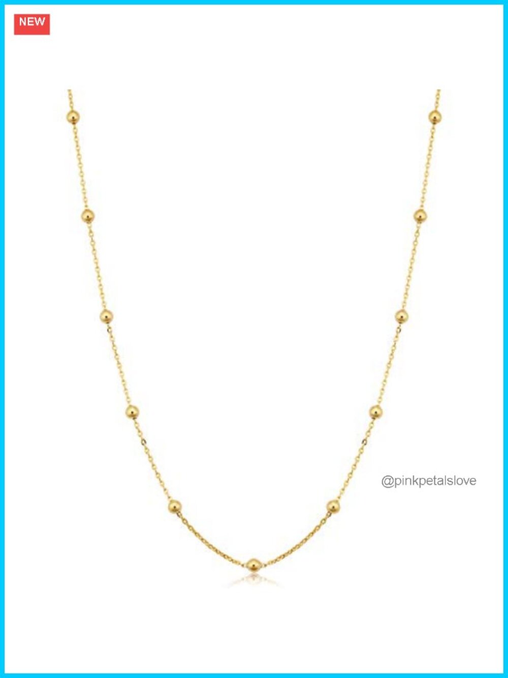 14k Yellow Gold Filled 3mm Ball Station Necklace 1mm Cable Chain Lobster Clasp